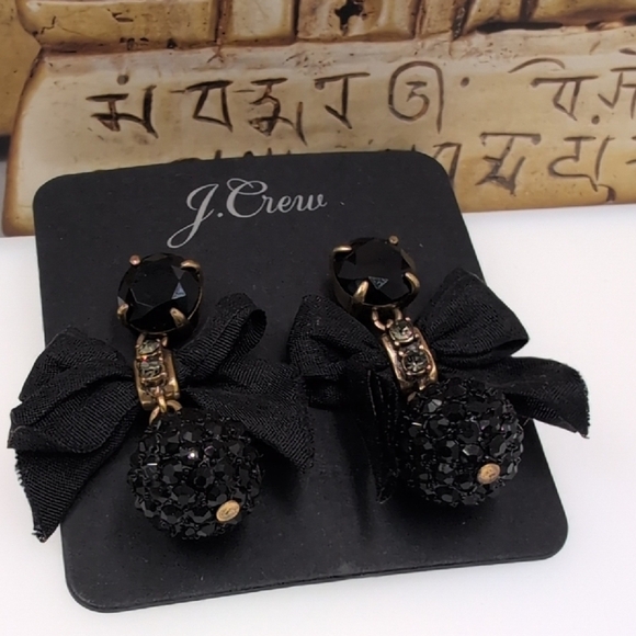 J. Crew Jewelry - J. Crew Black Drop Earrings with Crystal Accents